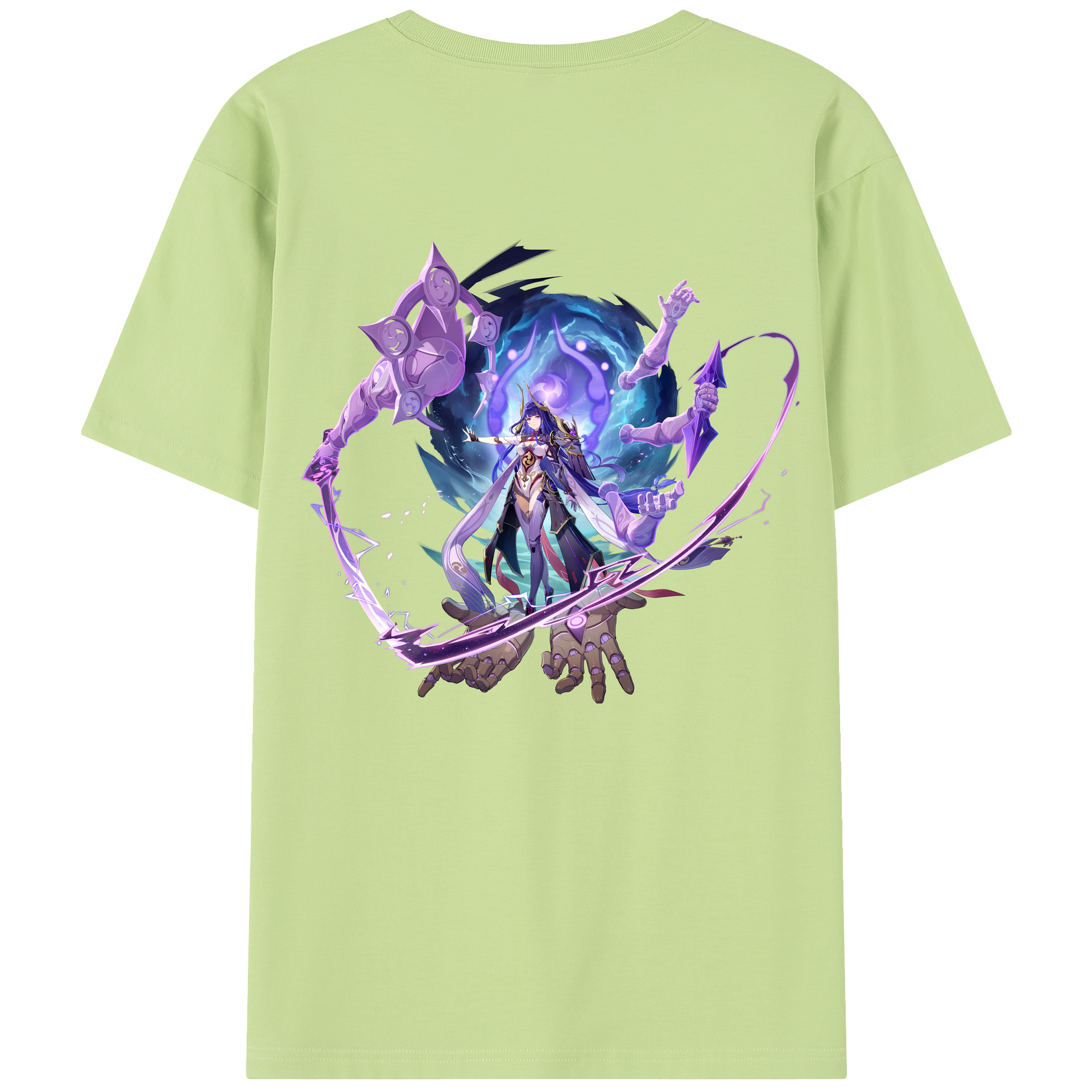 げんし神 雷電将軍 らいでんしょうぐん genshin Raiden Shogun 綿100％半袖Tシャツ（背面プリント）